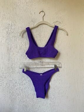 bond-eye purple crinkle bikini set